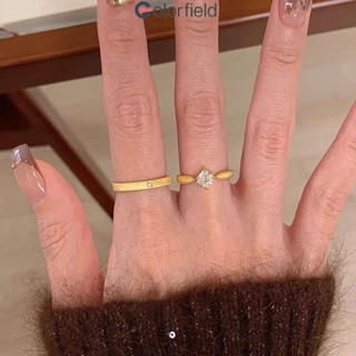 Colorfield แหวนเพชรเทียมลายดาว 2 วง ชุดสำหรับผู้หญิง ชุบทอง …