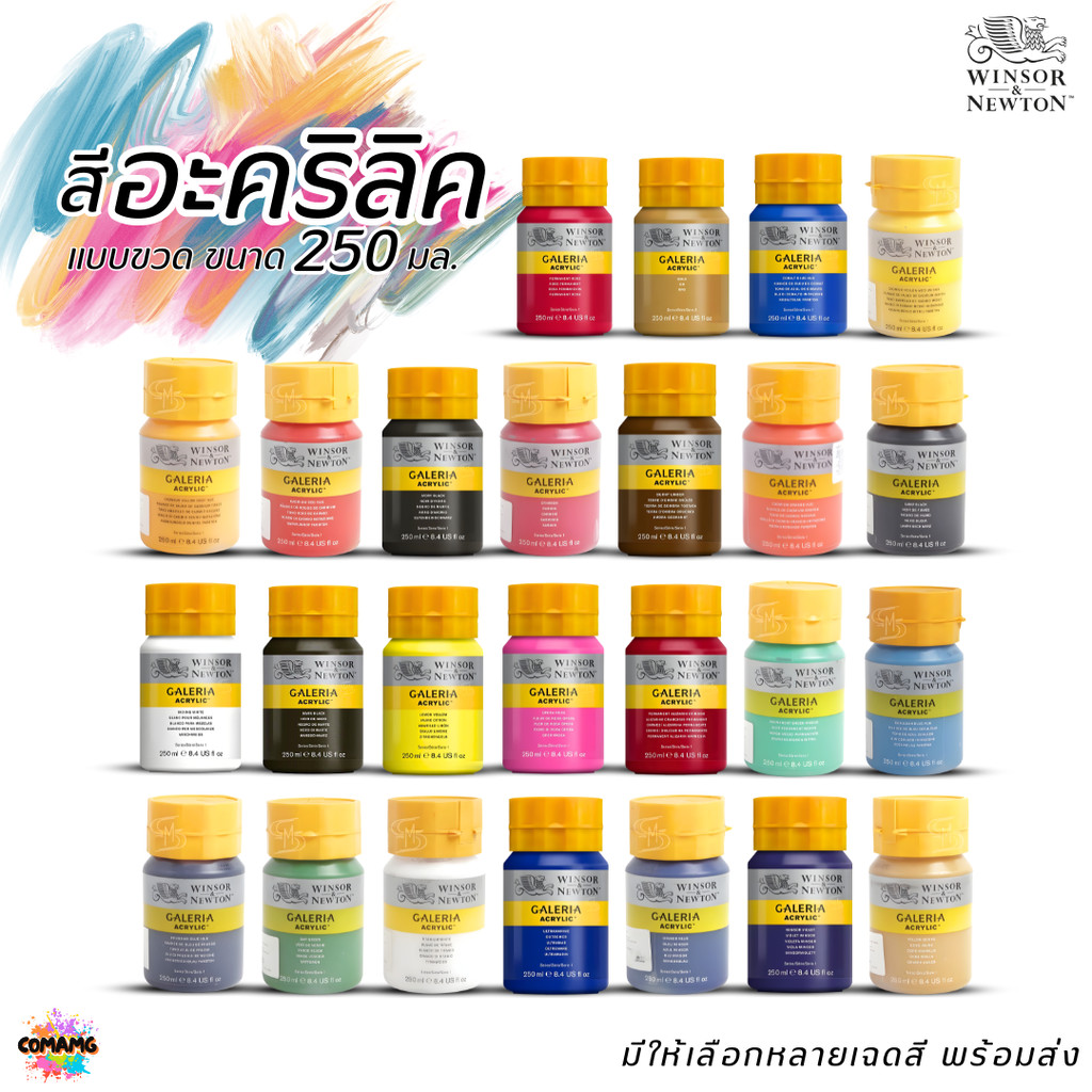 Winsor Newton สีอะคริลิค อาร์ทติสเกรด แบบขวด ขนาด 250ml Galeria Acrylic Colours พร้อมส่ง ออกบิลได้