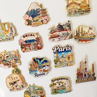 ของที่ระลึกการท่องเที่ยวโลก แม่เหล็กตู้เย็น ป้ายท่องเที่ยว ปักกิ่ง ไชน่า บรูไน ฮ่องกง มาเลเซีย กัวลาลัมเปอร์ สิงคโปร์ ไทย ญี่ปุ่น ดูไบ ปารีส รัสเซีย เซี่ยงไฮ้ อเมริกา เวียดนาม ตุรกี