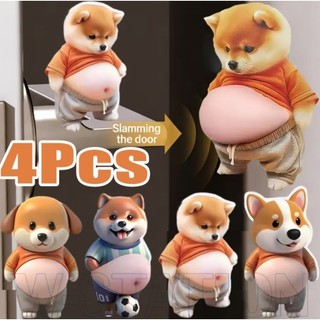 2/4Pcs 3D Shiba Anti-Bump Safety Sticker - Child Safety Corner Protector - Cartoon Cute Puppy Mobile Phone Sticker - Shock Absorber Door Stopper - Decompression Squeeze Toy
