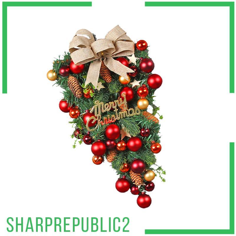 [Sharprepublic2] คริสต์มาส Teardrop Swag พวงหรีดแขวนผนัง Garland Swag สําหรับ Farmhouse Party ตกแต่ง