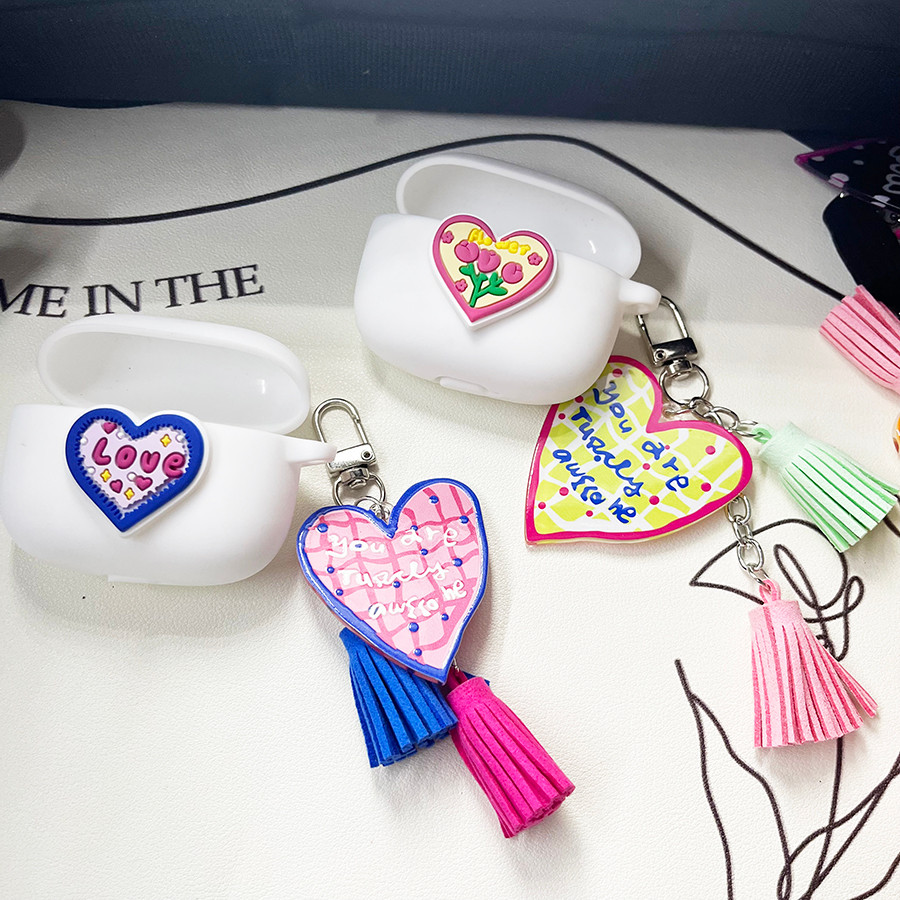 รูปแบบความรักสําหรับ EarFun Air 2NC/Air Mini 2/คลิปพร้อมkeychian เคสซิลิโคนสําหรับ Earfun Air Mini 2