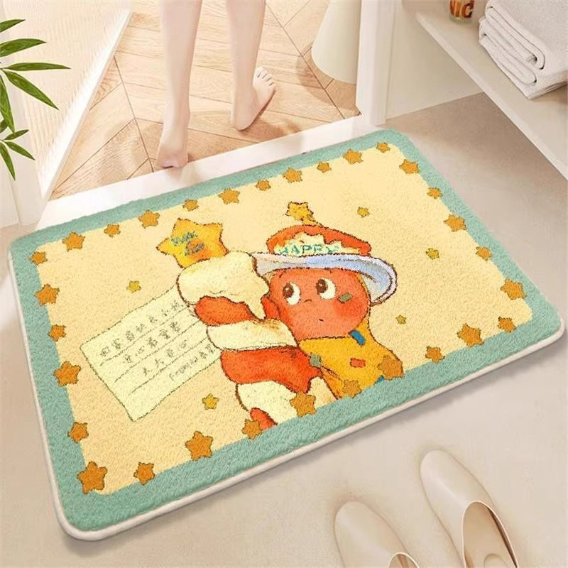 卡通可爱星星人浴室地垫毛绒柔软仿羊绒地毯卧室卫生间门口脚垫Cartoon cute stars bathroom mat plush soft bixubaodao168.my20260115
