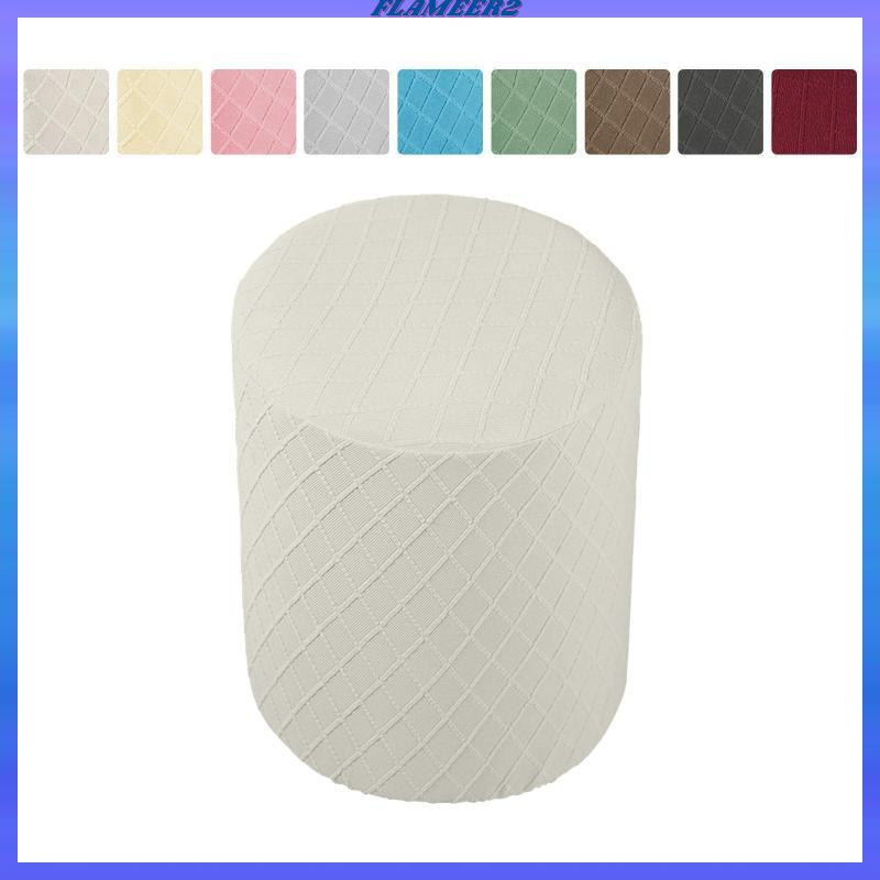 [Flameer2] Stretch Ottoman Covers Slipcover Round Ottoman Slipcover Foot Stool Furniture with Elasti