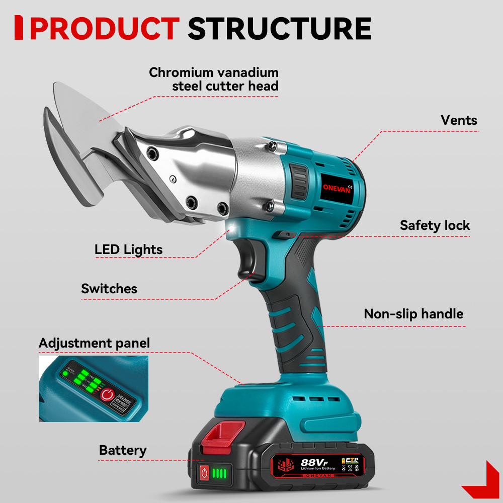 MAKITA 880นาโนเมตร ไม่มีแปรง ไฟฟ้าเหล็กกรรไกรไร้สายเหล็กเหล็กกรรไกรแผ่นเครื่องตัดโลหะเครื่องมือไฟฟ้าสําหรับ ดู 18โวลต์แบตเตอรี่ขา - รูปที่ 2
