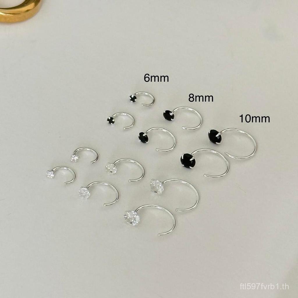 [ได้รับการรับรองเงินแท้] Suwan.na.shop ต่างหู ต่างหูห่วง ต่างหูไร้แป้น lพชsกลม