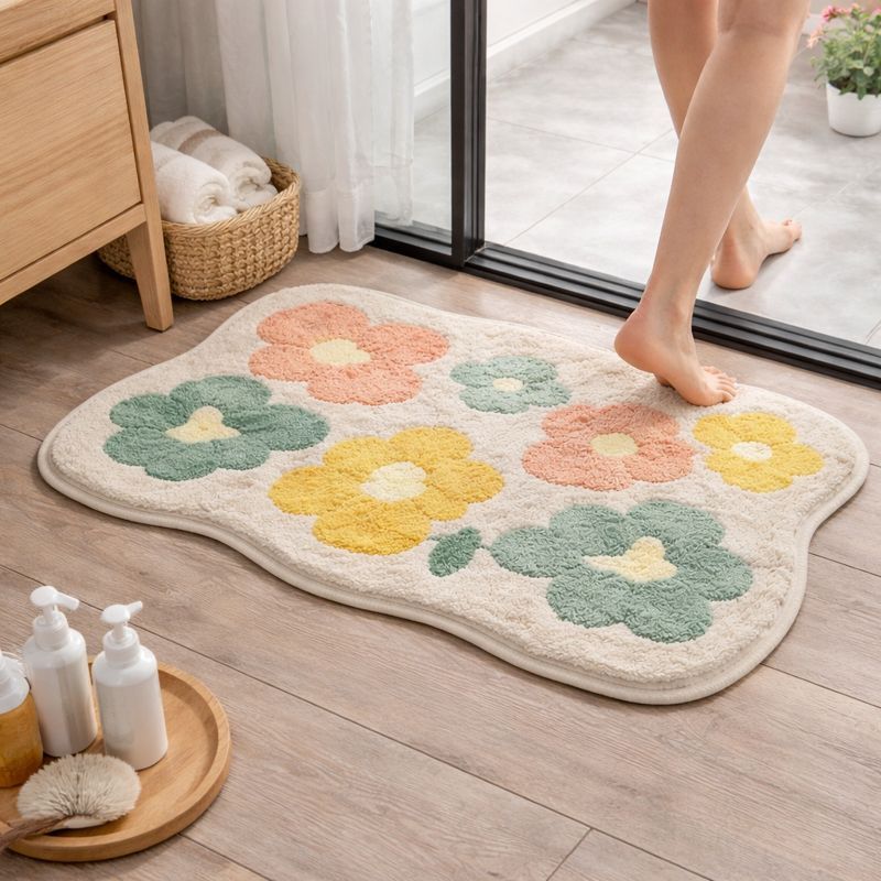 พรมปูพื้นกันลื่น ขนาด 40×60 ซม. ผ้าเช็ดเท้าขนนุ่ม ดูดซึมน้ำเร็ว ลายน่ารัก ใช้หน้าห้องน้ำและประตูบ้าน - รูปที่ 5