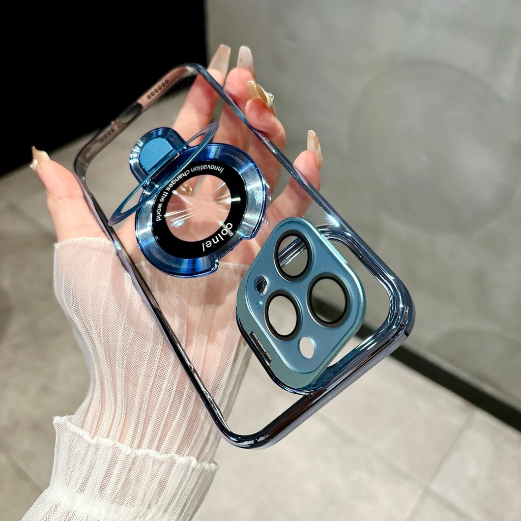 เปลือกเคลือบด้วยไฟฟ้าสองชั้นเหมาะสําหรับ iPhone 17 Promax เคสโทรศัพท์วงเล็บแม่เหล็ก hard SHELL PC สําหรับ iPhone 16 Pro 14 13 15 17 เคสป้องกันโทรศัพท์
