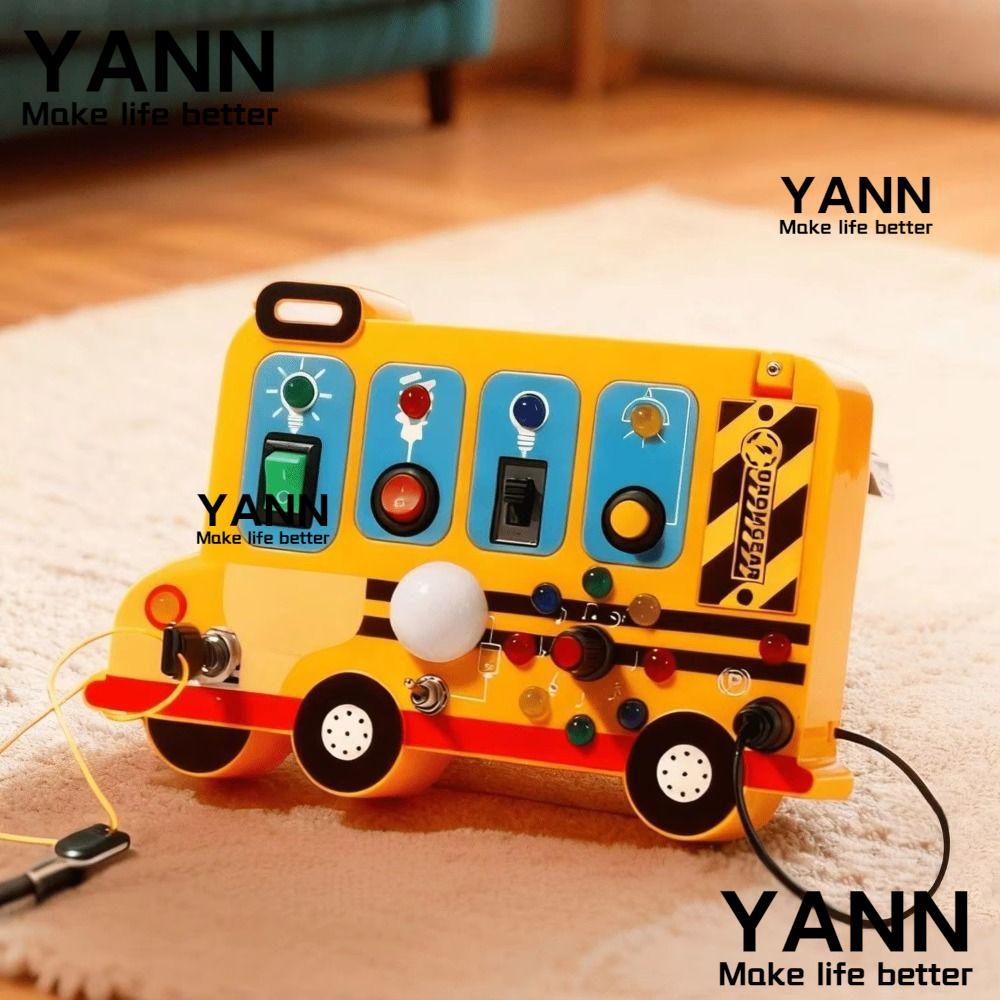 YANN Interactive School Bus การเรียนรู้ของเล่น,ฝึกประสานมือพร้อมสวิตช์ไฟ LED รถสวิทช์ของเล่น, Early 