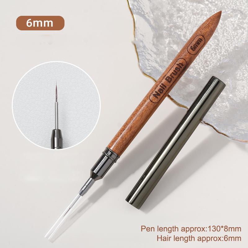 DSTH 6/9/12/15/18 มม.แปรงซับเล็บวาดเส้นแถบภาพวาดดอกไม้ปากกาเล็บแต่งเล็บไม้จันทน์ Handle HOT - รูปที่ 4