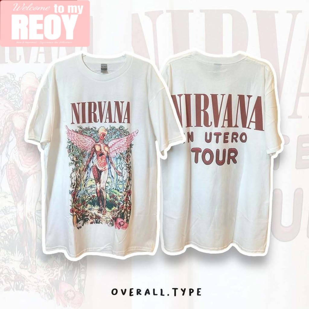 REOY_STUDIO♥nirvana เสื้อยึด ผ้าเทคโนโลยี จากอเมริกา พิมพ์ลาย nevermind เสื้อยืด oversize เหมาะ ผู้หญิง และ ผู้ชาย #68