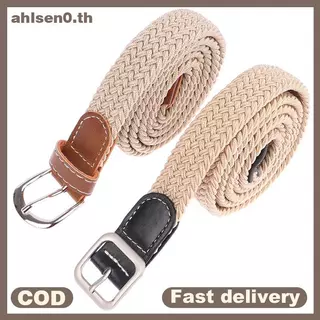 Ahlsen0 1 PC เข็มขัดแฟชั่นทอเข็มขัดผ้าใบโลหะ Bule ผู้ชายผู้หญิงเข็มขัดยางยืด Punch ฟรี th