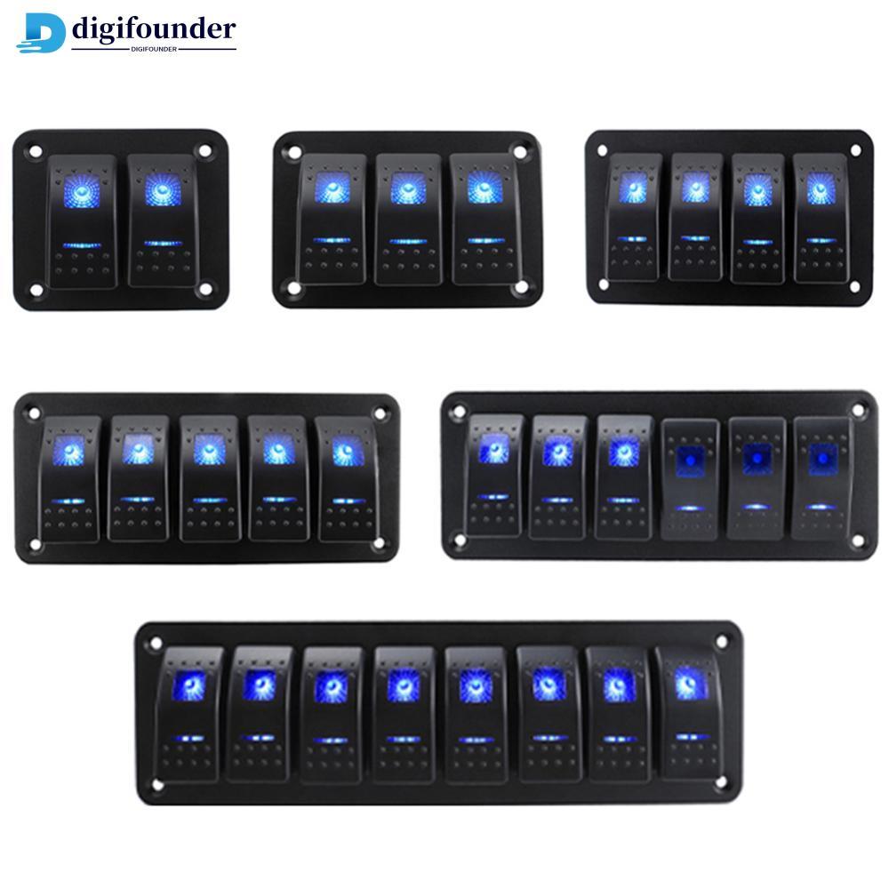 DIGIFOUNDER Marine 2/3/4/5/6/ 8 Group Rocker แผงสวิตช์ 5-pin สําหรับ 12 V/24 V รถยนต์ ATV Trailers พ