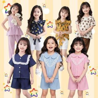 Dolemi Baby ชุดเสื้อผ้า เด็กหญิง แขนสั้น ชุดเช็ตเสื้อ+กางเกง ผ้ายฝ้าย ใส่สะบาย น่ารักๆสำหรับเด็กหญิง