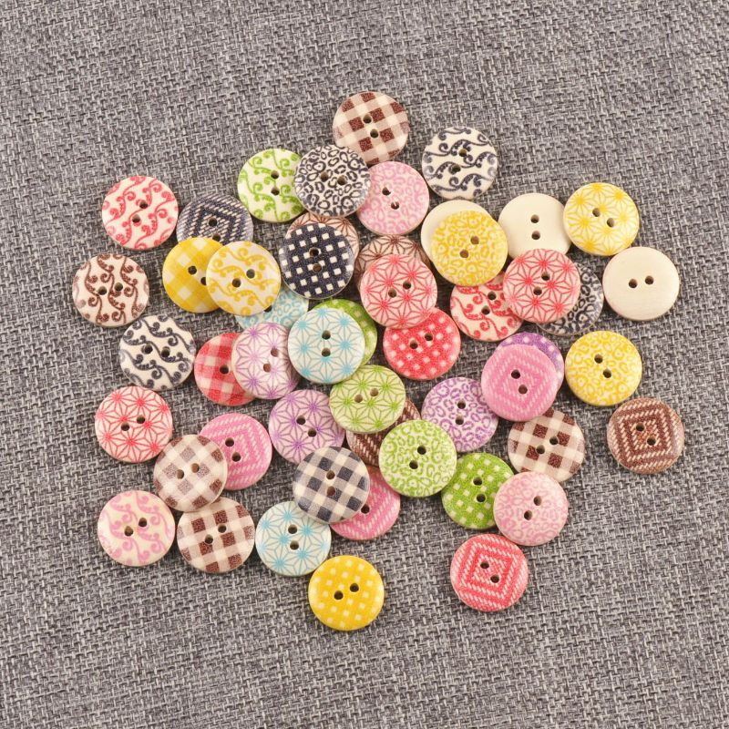 กระดุมไม้เย็บหลายสีทรงกลม 18 มม. 50 ชิ้นสําหรับอุปกรณ์เสื้อผ้า ทําเอง แฮนด์เมดพร้อมตัวยึด 2 รู หมายเลขโมเดล: mt2687 W57N