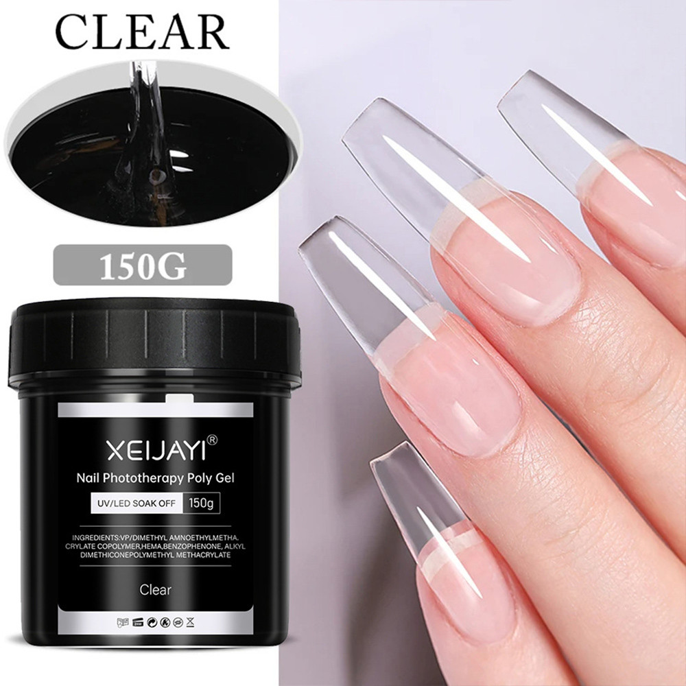 150g Poly เจล UV LED สําหรับต่อเล็บอะคริลิคคริสตัล DIY ที่บ้านและ Salon