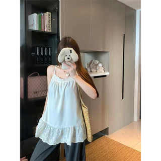Vogue🌟พร้อมส่ง🌟 เสื้อสายเดี่ยว ลายลูกไม้ ทรงเจ้าหญิง สไตล์สาวเกา น่ารักหวานๆ (FY3415)