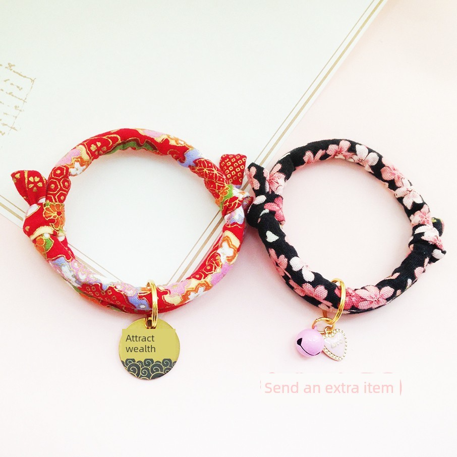 ปลอกคอสุนัข ปอกคอแมว ป้ายชื่อแมว ปลอกคอผ้าฝ้ายแท้ ตัวอักษร Anti-Lost Tag สไตล์ญี่ปุ่นปลอกคอสุนัขสัตว