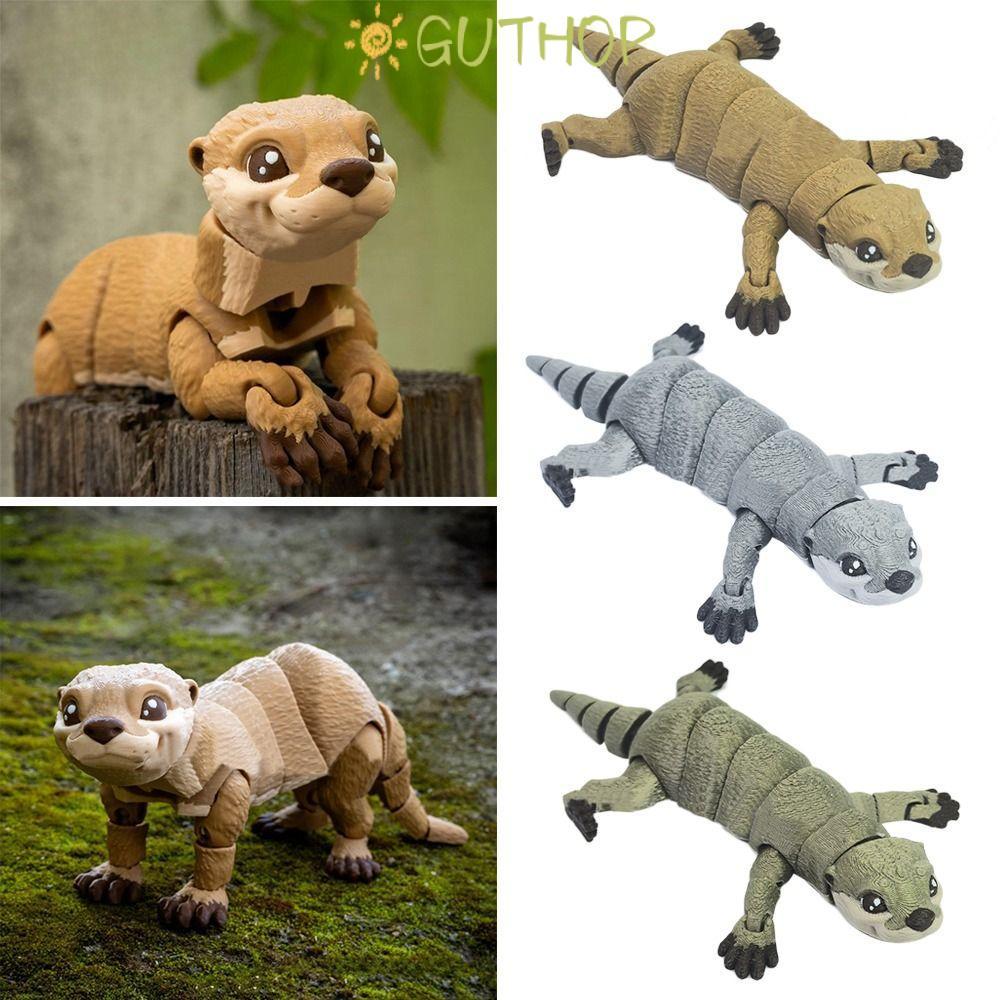 GUTHOP Otter Action Figurine, พิมพ์ Multi-jointed Otter ของเล่น, PLA เคลื่อนย้ายได้สีทึบ Mini Otter 