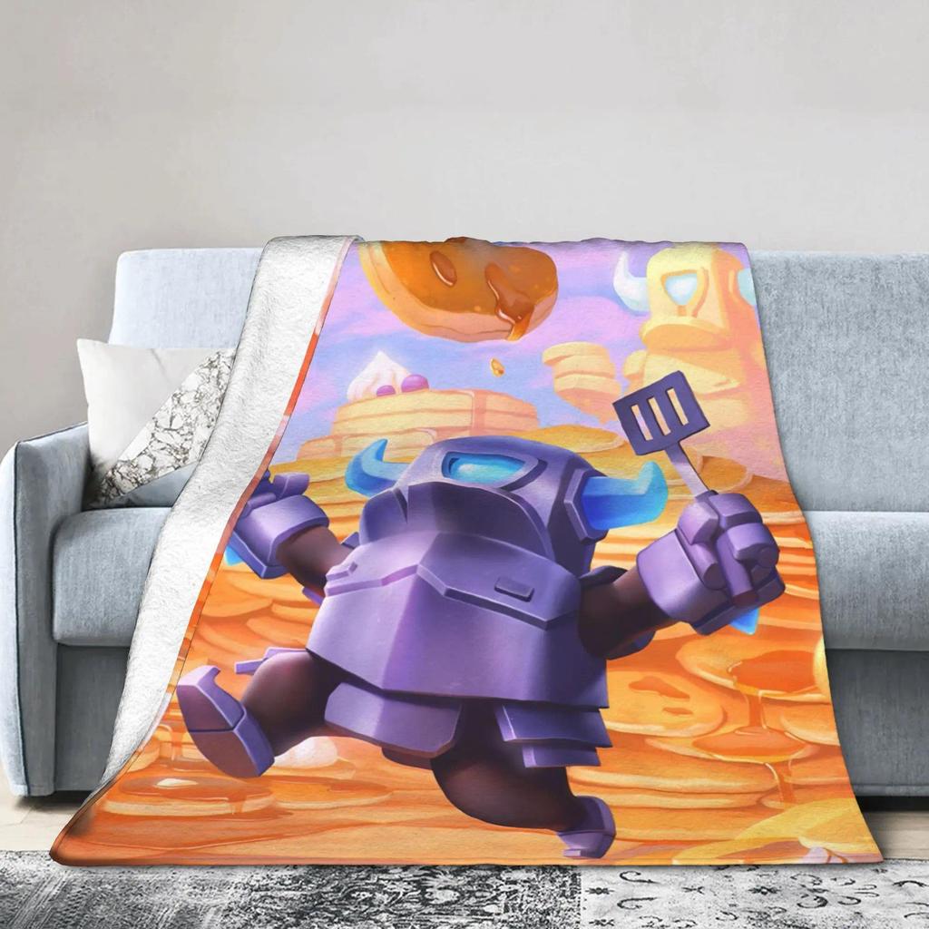 Clash Royale Mini Pekka Flannel ผ้าห่มน้ําหนักเบาBreathableโยนสําหรับเตียงท่องเที่ยวฤดูใบไม้ผลิและฤด