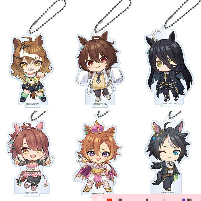 Sega Movie Version Uma Musume Pretty Derby Door of A New Era Deformed Acrylic พวงกุญแจขาตั้ง 6 ชิ้นกล่องครบชุด