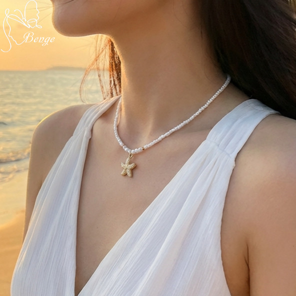 สร้อยคอปลาดาวลูกปัด Boho Layered สไตล์สำหรับสาวๆ ในวันหยุดและฤดูร้อน