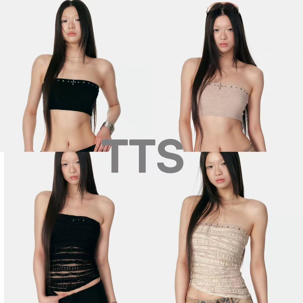 TTS🔥 เสื้อเกาะอกประดับหมุดไขว้สำหรับฤดูใบไม้ผลิ/ฤดูร้อน เสื้อกั๊กสองสีเข้ารูปสำหรับผู้หญิง