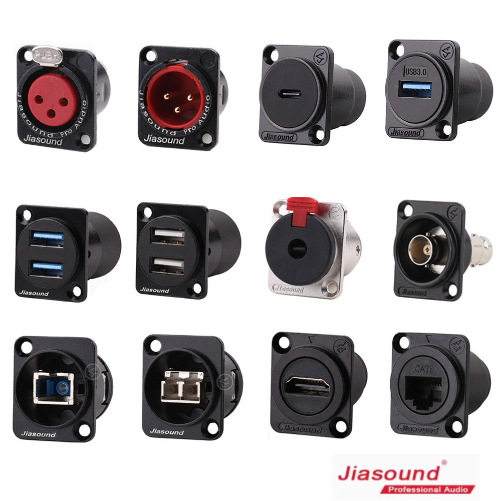 D ประเภทแผงแพทช์ 1U ตู้ Balanced XLR BNC SDI 6.35 CAT6 USB3.0 TYPE-C HDMI Speakon ลําโพงเชื่อมต่อโฮมเธียเตอร์ระบบ DIY ราคา ถูกที่สุด ดีลบีเคเค