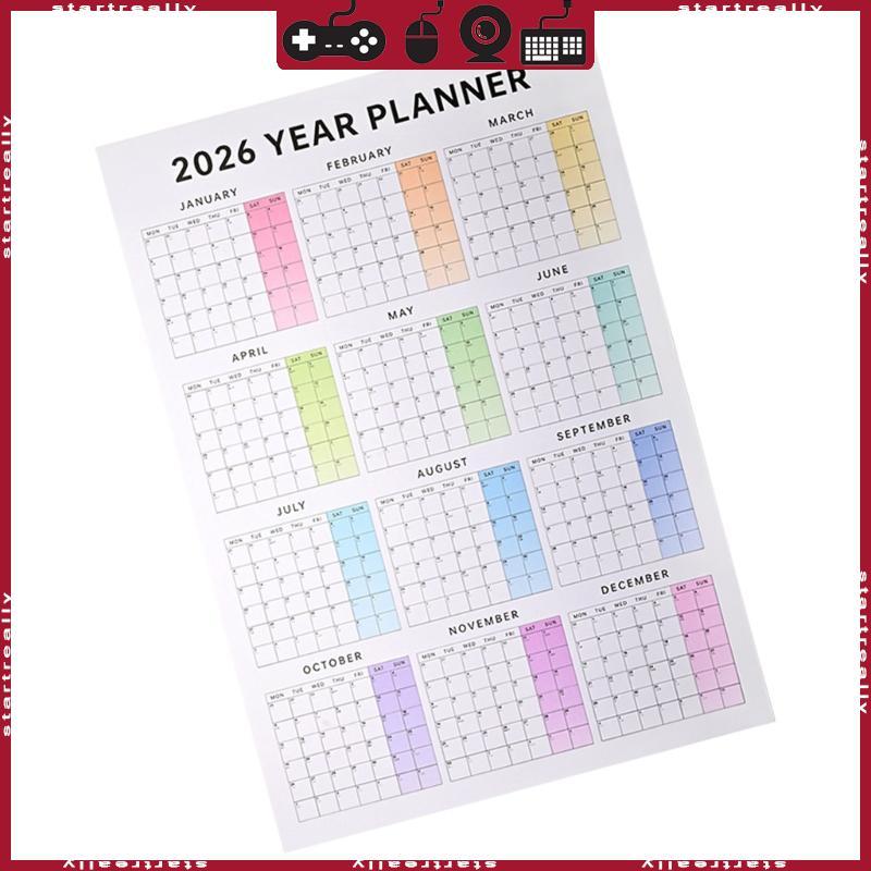ST 2026 ปฏิทินติดผนัง Yearly Planner Dated 2026 Full Year to View Calendar