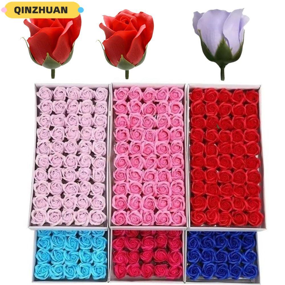 QINZHUAN 50 ชิ้นสบู่ Rose ดอกไม้, Handmade สามชั้น Rose โฟม, พวงหรีดโรแมนติกทําดอกไม้ที่สมจริงประดิษฐ์ Rose ดอกไม้งานแต่งงานตกแต่ง