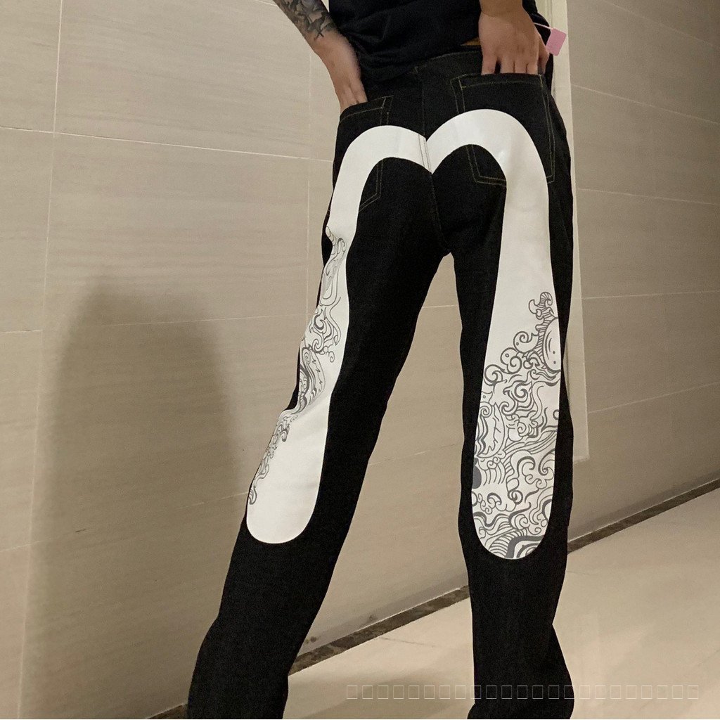 2026 new evisu กางเกงยีนส์ลำลองทรงหลวม