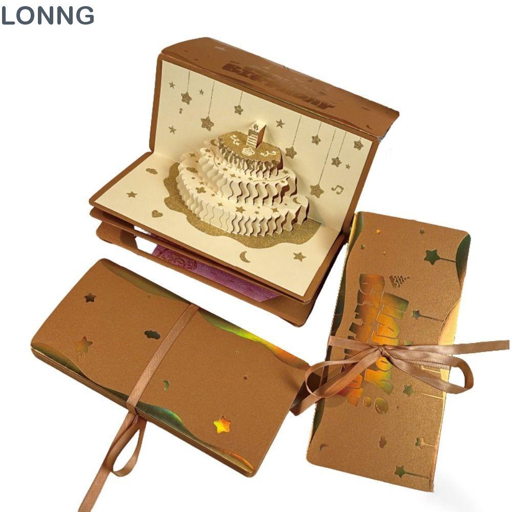 LONNG การ์ดอวยพรซองจดหมายสีแดงวันเกิด, ช่องเสียบการ์ด 6 ช่อง การ์ดอวยพรแสงดนตรีป๊อปอัป, ทองสร้างสรรค์สีแดงพับปีเงินซองจดหมายสีแดงของขวัญ