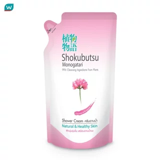 Shokubutsu โชกุบุสซึ โมโนกาตาริ ครีมอาบน้ำ ไซนีส มิลล์ เนชอรัล แอนด์ เฮลตี้ สกิน 400 มล.ถุงเติม