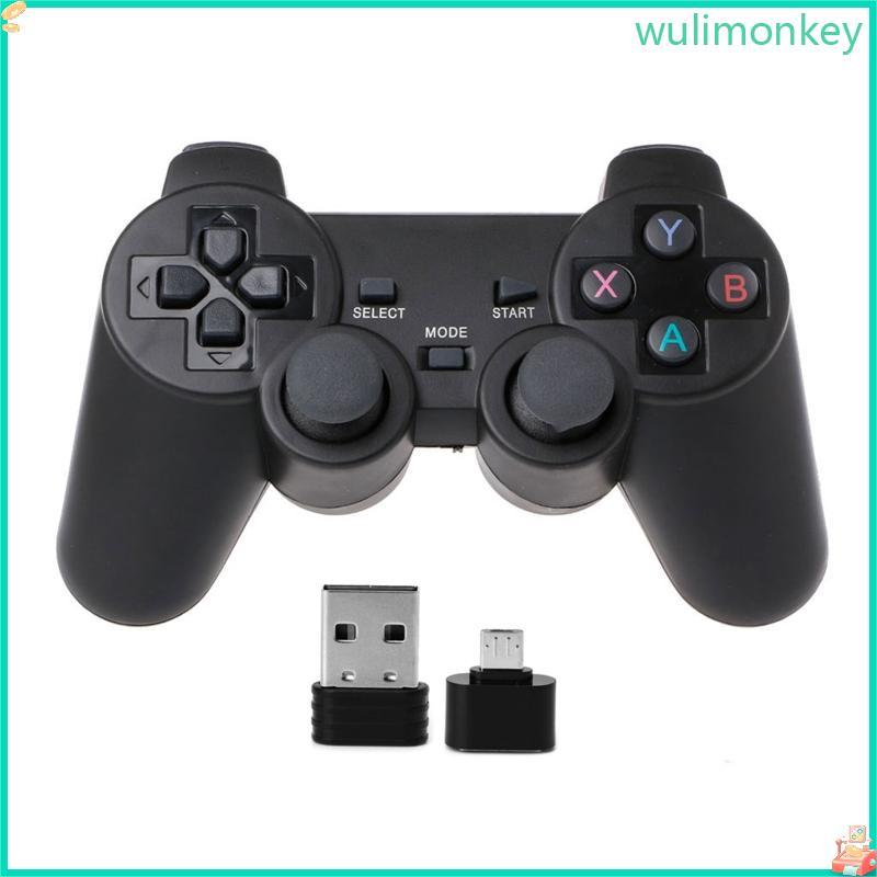 WU 2 4G ตัวควบคุมเกมจอยสติ๊ก Gamepad พร้อมอะแดปเตอร์แปลง Micro USB OTG สําหรับ Android TV กล่อง PC ส