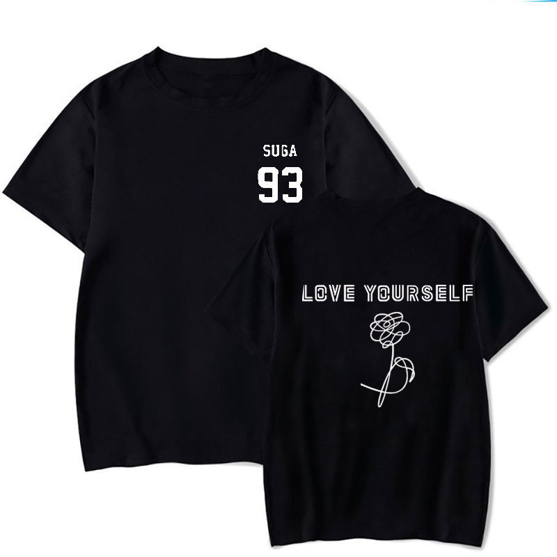 Baju BTS  jungkook jimin v j-hope RM jin  BTS เสื้อยืดพิมพ์ลาย Kpop Merch ผ้า แขนสั้น ทรงโอเวอร์ไซซ์