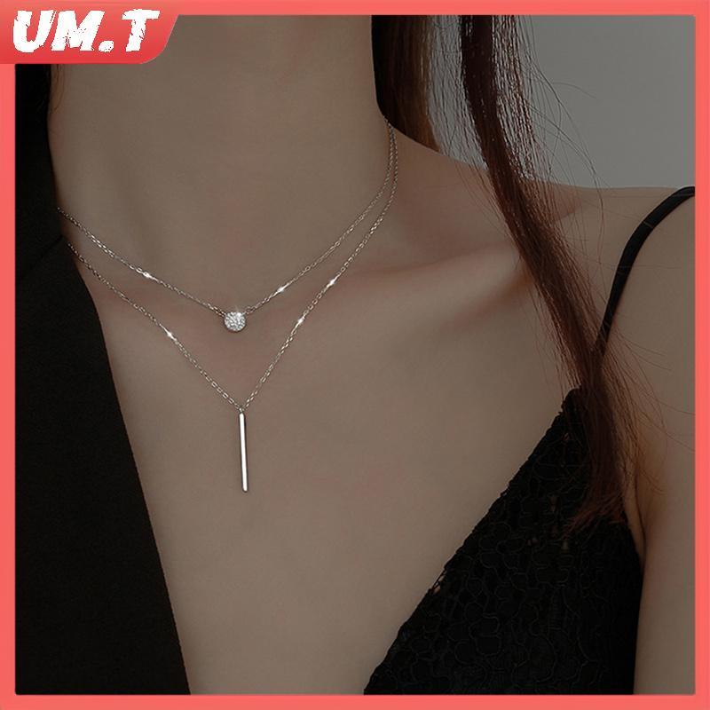 UM.T จี้เงิน Nelaces Geometric Square Nelace Simple Women Fashion null