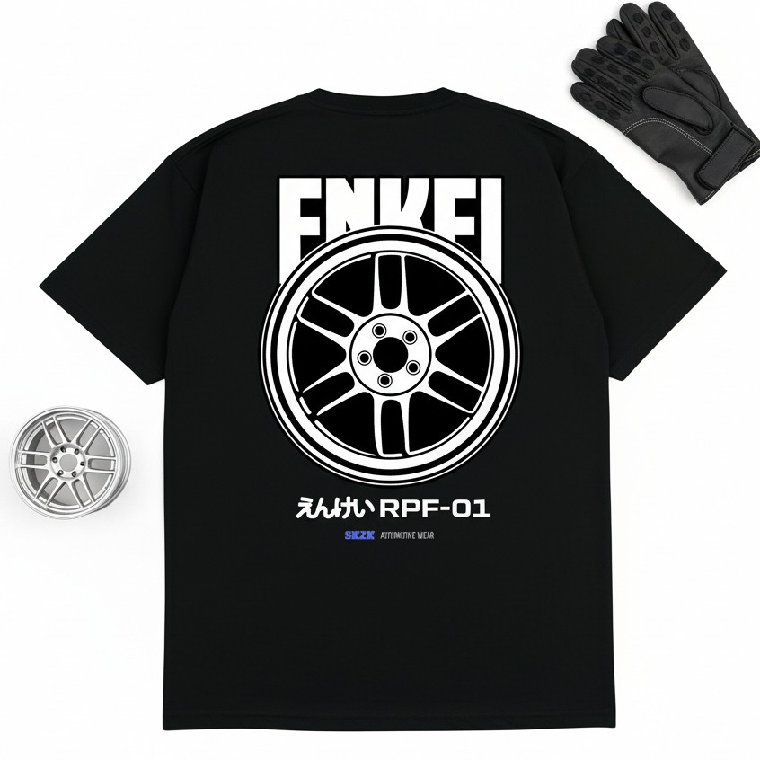 เสื้อยืด Unisex Distro ขอบรถ Enkei RPF1 / RPF01 – JDM Motorsport Premium Racing เสื้อยืด