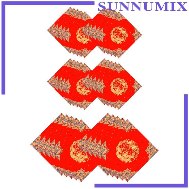 [Sunnimix] กระดาษตกแต่ง Red Xuan Doufang Blank, Fu Character สําหรับ Home