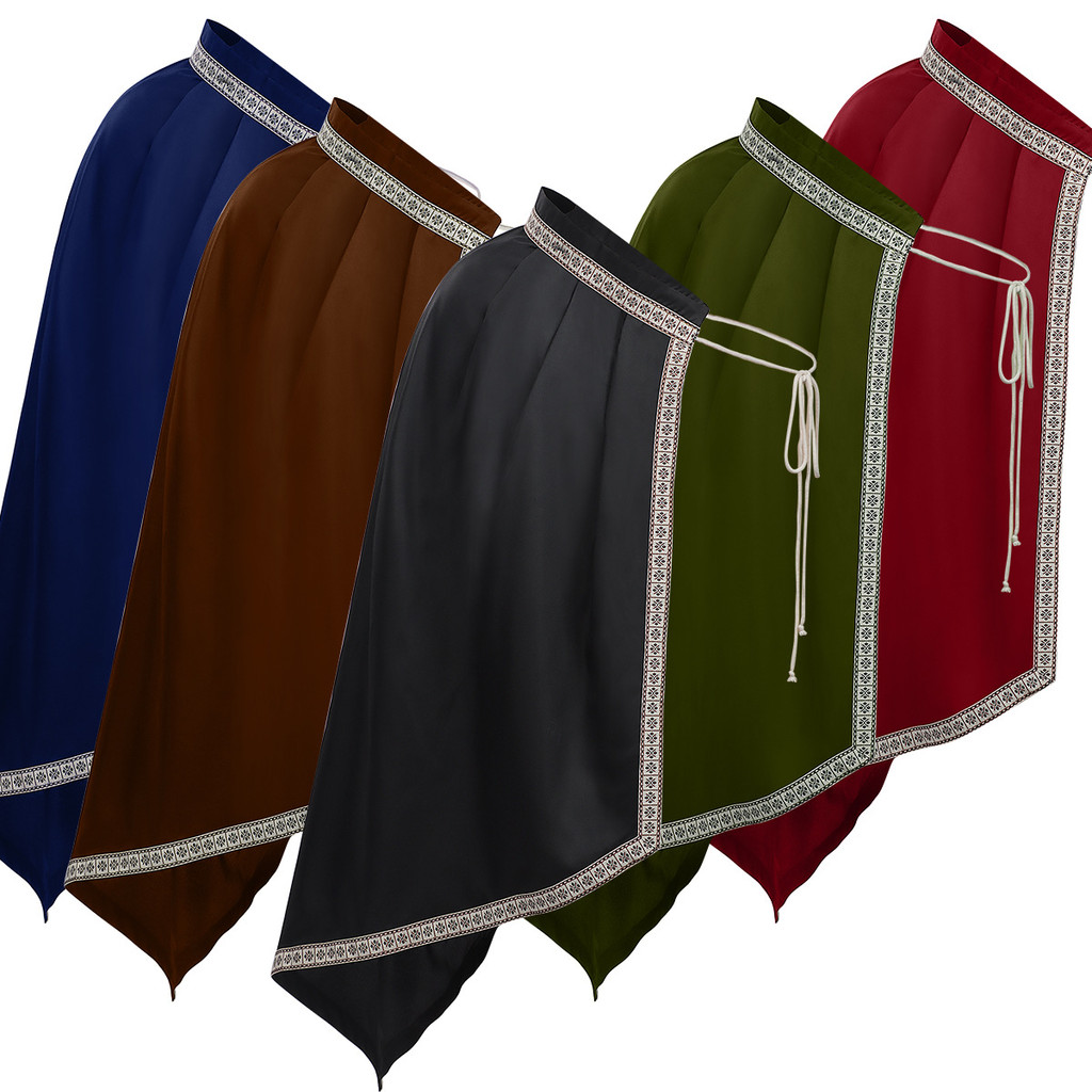 Mantianyu Renaissance ผ้าคลุมไหล่ครึ่งไหล่ยุคกลาง Samurai Cape LARP Warrior Bazaar ฮาโลวีน Cos