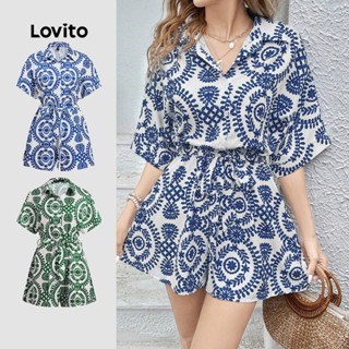 Lovito ชุดจั๊มสูทลําลอง ลาย เพสลีย์ ชุดจั๊มสูทฤดูร้อนสําหรับ…