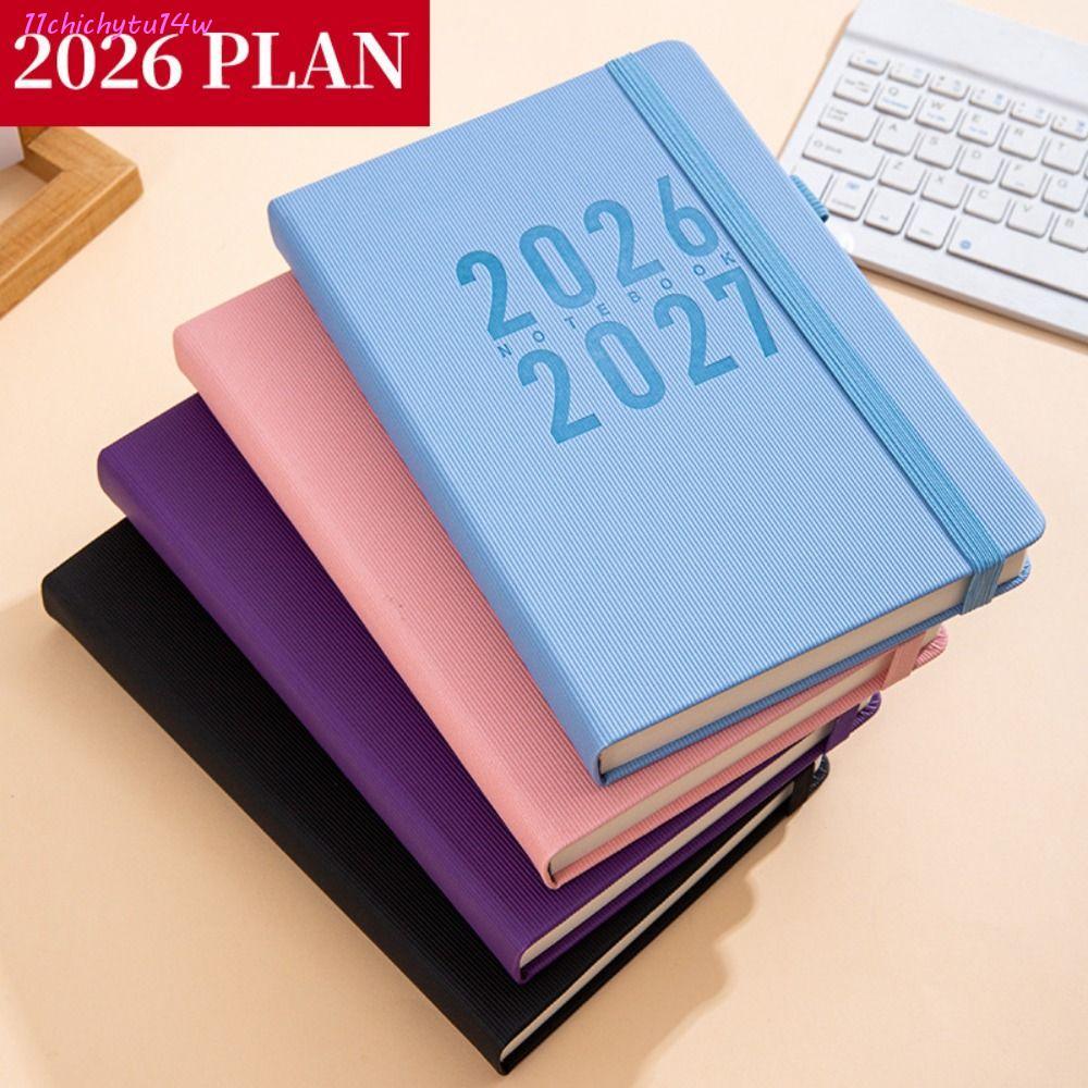 CHICHYTU14W A5 สมุดบันทึกวางแผนวาระ, หนัง Pu 12 เดือน 2026 Schedule Planner Notepad, ปฏิทินกระดาษหนา