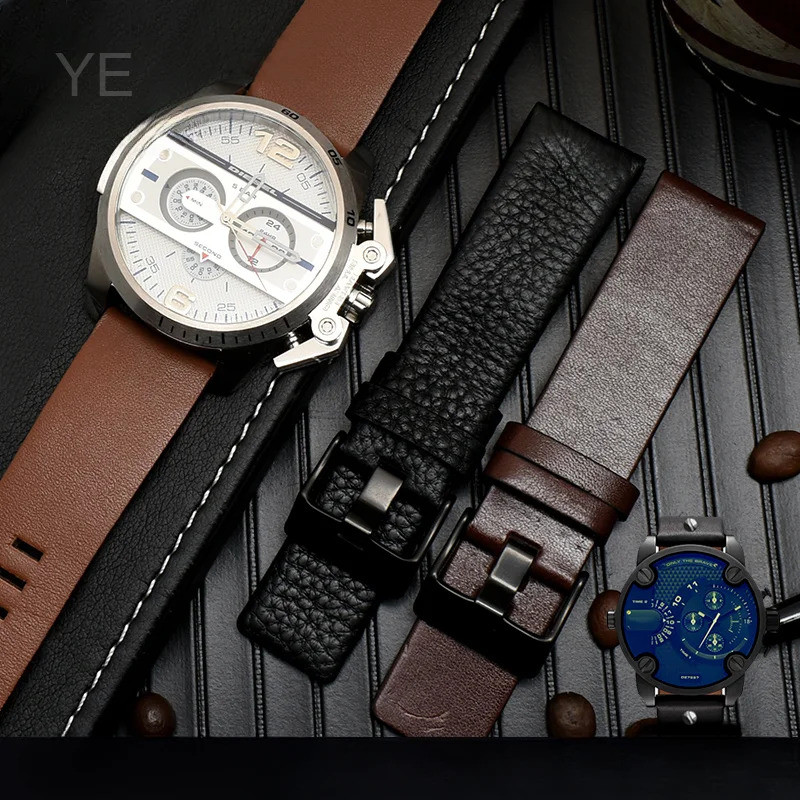 ประณีตทนทานสายนาฬิกาหนังแท้สําหรับดีเซล Dz4290 Dz7395 Dz4344 กันน้ํา Cowhide สายนาฬิกา 22 24 26 28 3