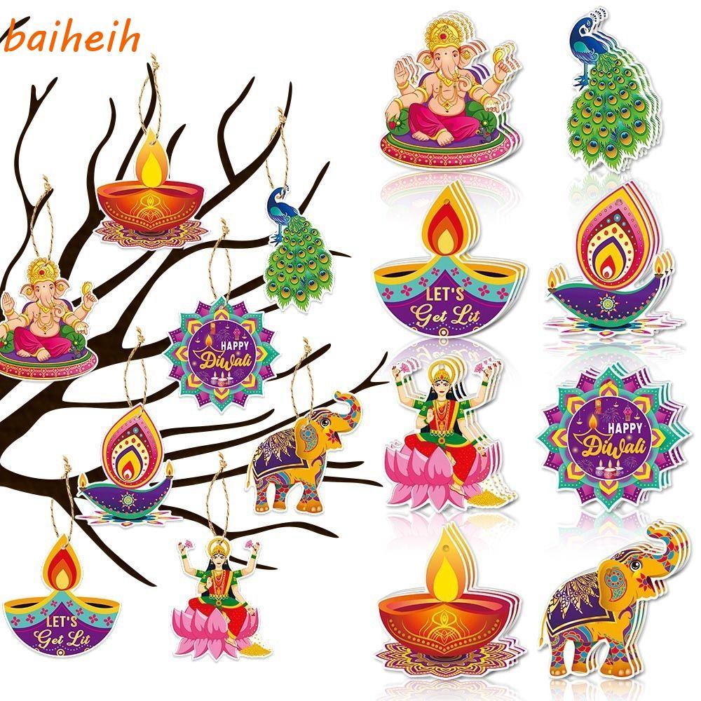 BAIHEIH Diwali ประตูแขวนจี้, Happy Diwali DIY Diwali แขวนเครื่องประดับ, แฟชั่นกระดาษผนังตกแต่งรายการ