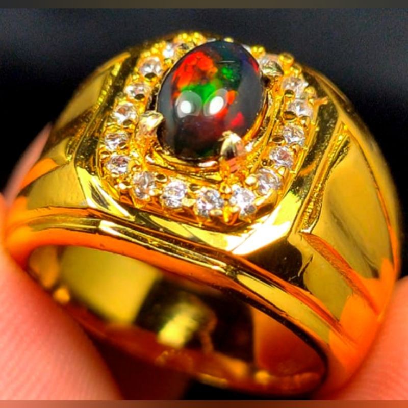 สีดํา OPAL KALIMAYA STONE RING