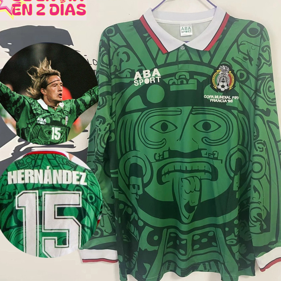 1998 Retro Mexico Home Jersey เสื้อฟุตบอลแขนยาว