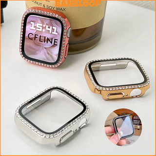 กรณี PC เพชร for Apple Watch 45มม IWatch Series 11 10 9 8 7 6 5 4 SE 3 2 1 44มม 42 41 40 38มม ปกป้องกันหน้าจอแก้วนิรภัย