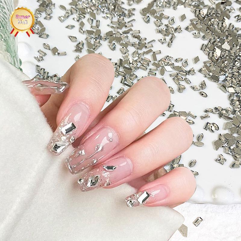 SuperNail 50/100pcs Mini Nail Art Rhinestones แก้วคริสตัล Flatba เพชรผสมรูปร่าง Sparkle Diy เล็บหรูหราเล็บอุปกรณ์เสริม Vary