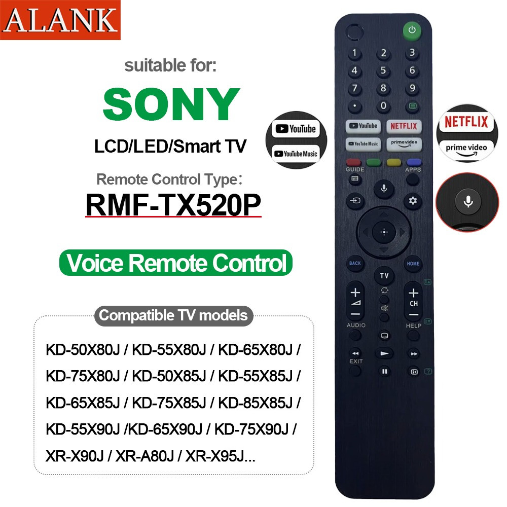 ALANK รีโมท SONY แท้ RMF-TX520P - สำหรับรีโมททีวี SONY BRAVIA สมาร์ททีวี พร้อมฟังก์ชันเสียง