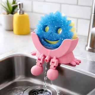 【ที่วางฟองน้ำ】 Scrub Daddy ที่ใส่ฟองน้ำล้างจาน แบบตลก ระบายน้ำได้ มีแขนขา ใช้กับอ่างล้างจาน ไม่ทำให้ฟองน้ำเหม็นอับ