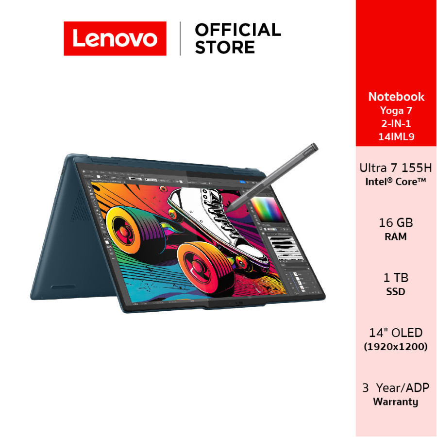 Lenovo Yoga 7 2-IN-1 14IML9(83DJ00H5TA)Notebook Intel Core Ultra 7 155H 16GB SSD 1TB 14" OLED